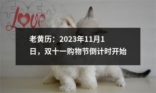 老黄历：2023年11月1日，双十一购物节倒计时开始