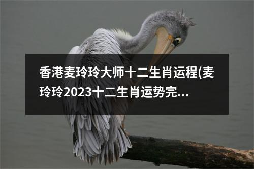 香港麦玲玲大师十二生肖运程(麦玲玲2023十二生肖运势完整版)