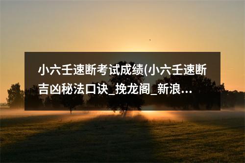 小六壬速断考试成绩(小六壬速断吉凶秘法口诀_挽龙阁_新浪博客)