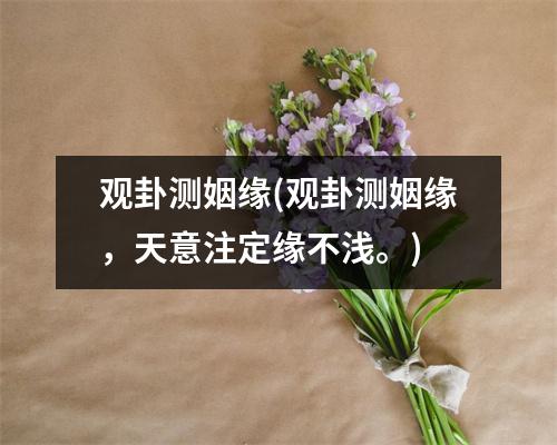 观卦测姻缘(观卦测姻缘，天意注定缘不浅。)